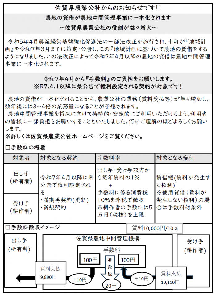 佐賀県農業公社からのお知らせです！！